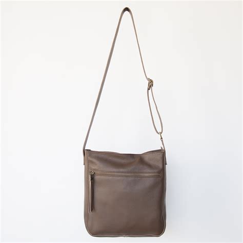 Brown Leather Crossbody Bag With Outside Pocket Laroll Bags