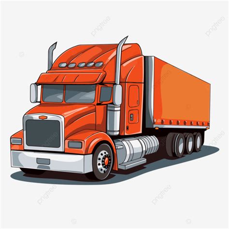 Clipart De Caminh Es Grande Semi Caminh O Laranja Em Desenho Animado De