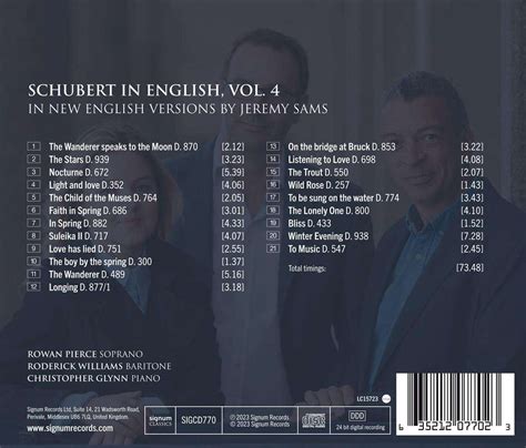 Franz Schubert Lieder In Englischer Sprache Cd Jpc