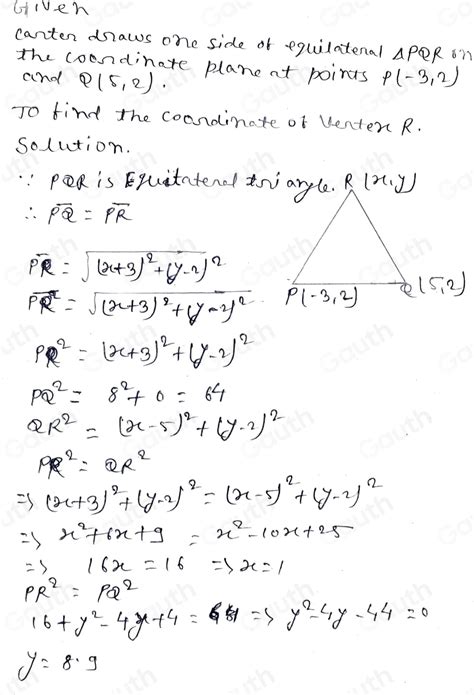 Solved Carter Draws One Side Of Equilateral Delta Pqr On The