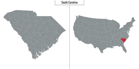 map of South Carolina state of United States and location on USA map ...