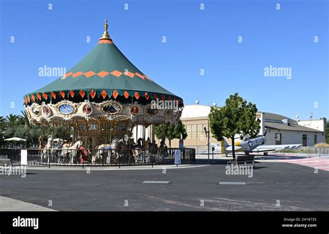 IRVINE, CALIFORNIA - 15 OCT 2021: The Great Park Carousel Ride, one of the oldest attractions at ...