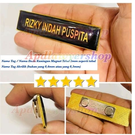 Jual Paket Hemat Nama Dada Name Tag Papan Nama Kuningan Stalinless