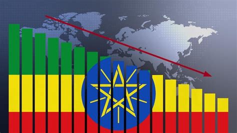 Premium Photo Ethiopia Flag On Bar Chart Concept With Decreasing