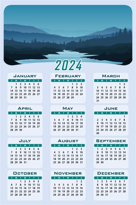 Calendar 2024 - Portrait 4 - Openclipart