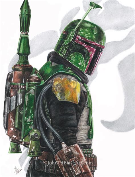 Boba Fett Mandalorian Freehand Colored Pencil And Marker Drawing