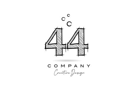 Hand Drawing Number 44 Logo Icon Design For Company Template Creative