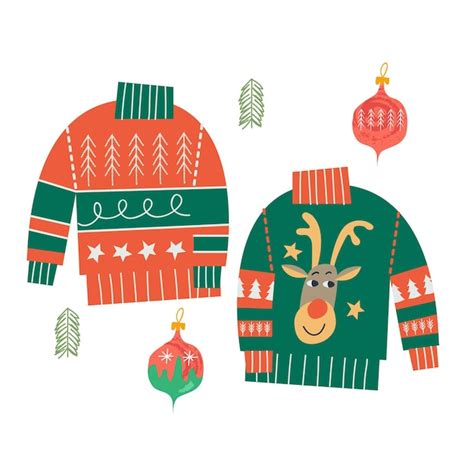 Premium Vector Ugly Knitted Christmas Sweaters Vector Illustration