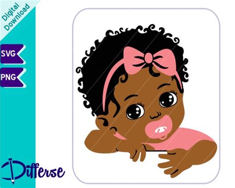 African American Baby Girl With Pacifier SVG Cut File PNG Etsy