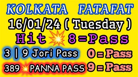 16 01 2024 KOLKATA FATAFAT TIPS TODAY TODAY KOLKATA FATAFAT TIPS