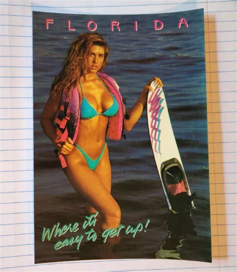 Vintage Florida Postcard Risque Bikini Female Model Water Ski Picclick Uk