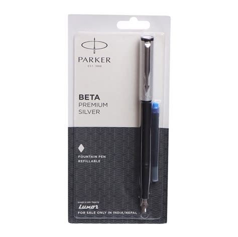 Parker Beta Premium FP CT Fountain Pen With Free Ink Cart Silver