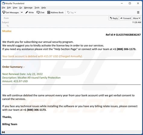 Payment For McAfee Subscription Email Scam Removal And Recovery Steps