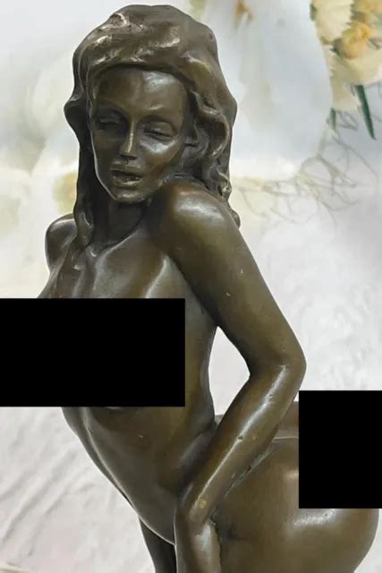 Bronze Erotic Sculpture Nude Art Nude Statue Signed Deco Marble