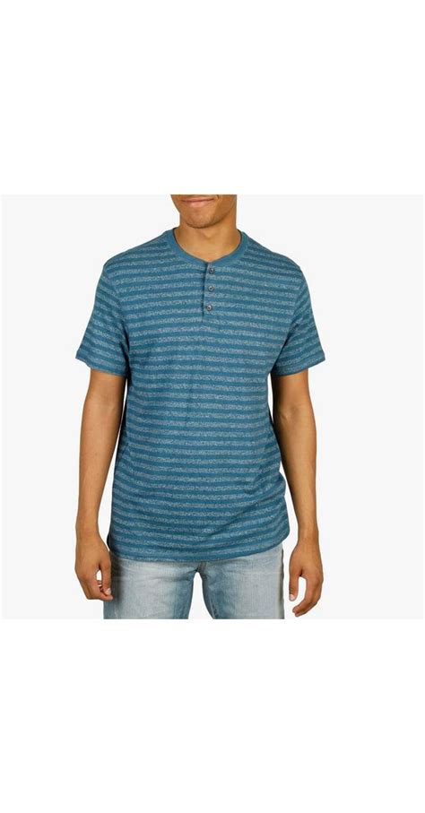 Mens Stripe Henley Shirt Navy Burkes Outlet