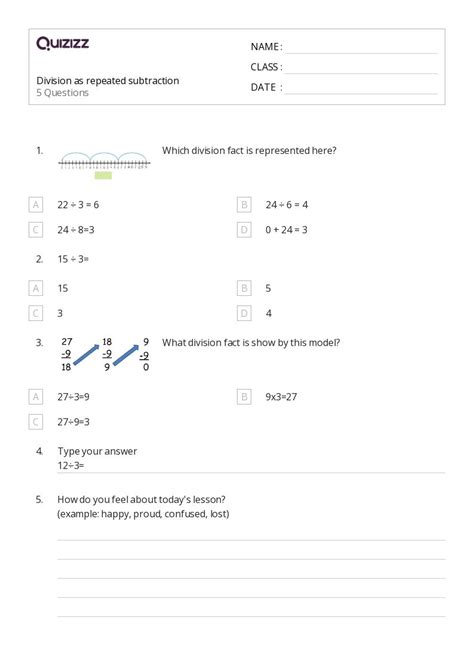 Division As Repeated Subtraction Worksheets On Quizizz Free