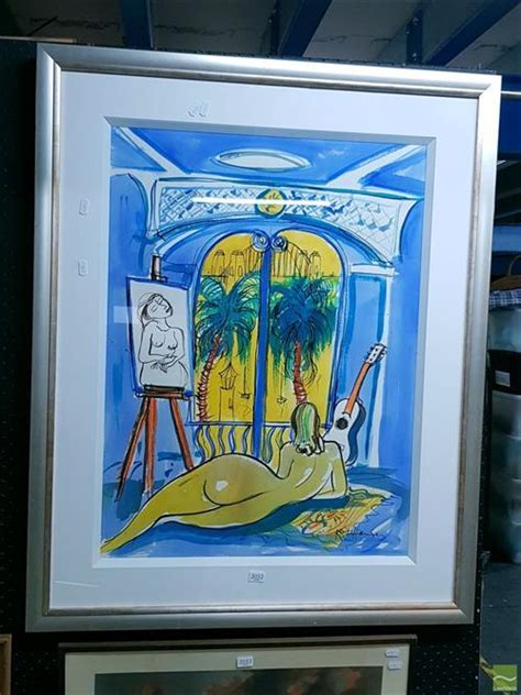 Lot Keith Harrison Nude View Over The Harbour Watercolour SLR 74x54cm