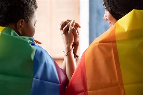 Premium Photo Black African Lgbt Woman Covering Lgbtq Rainbow Flag