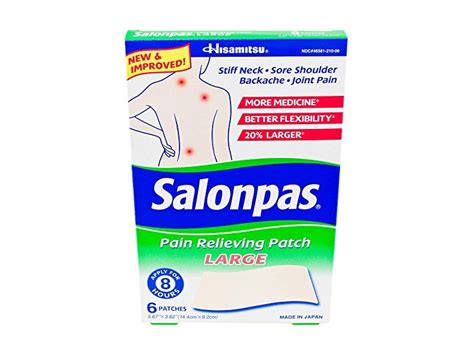 Salonpas Pain Relief Patch Large, 6 Patches Ingredients and Reviews