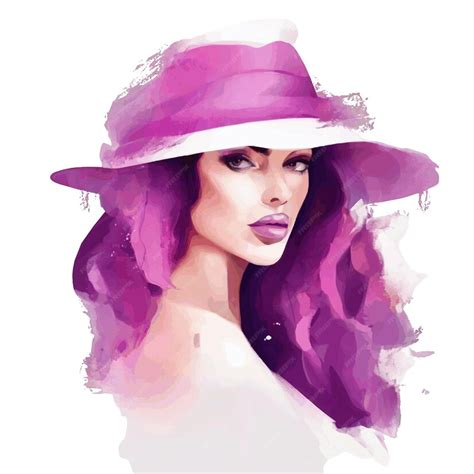 Premium Vector Illustration Of A Portrait Of A Womans Face In Pink Purple And White On A White