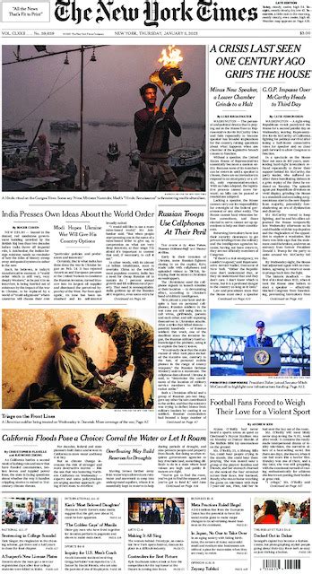 The New York Times In Print For Thursday Jan 5 2023 The New York Times