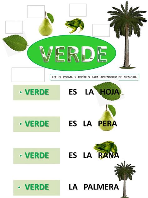 Poema Color Verde Ficha Interactiva Color Green Herbs