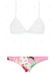 Off Floral Print Spaghetti Straps Bikini Set In White Zaful