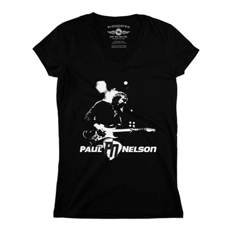 Paul Nelson White Silhouette Ladies V Neck T Shirt