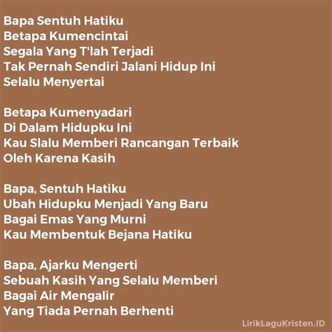 Bapa Sentuh Hatiku - Lirik Lagu Kristen