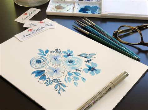 Painting Tutorial Monochromatic Florals With Ink — Anne Lafollette Art