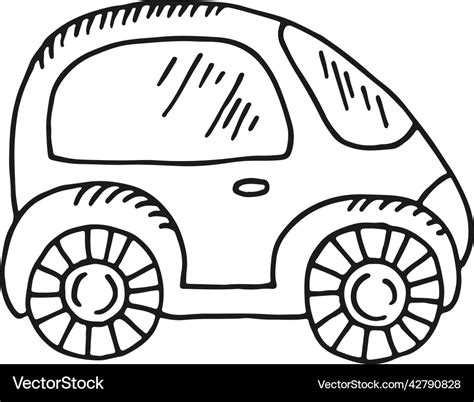 Toy car sketch cute child auto drawing Royalty Free Vector