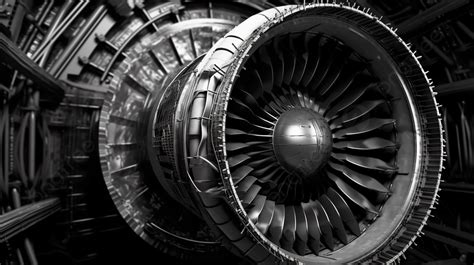 Jet Engine Wallpaper Background, 3d Render Of Abstract Black And White ...