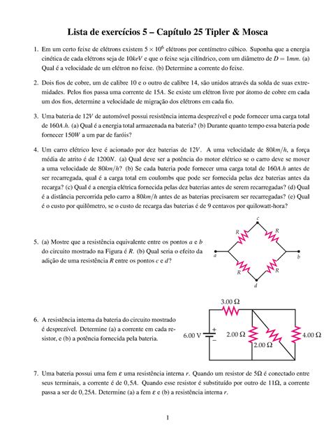 Quest Es E Resolu O Lista F Sica C Lista De Exerc Cios Cap