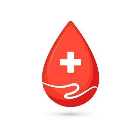 Blood drop with a cross sign and hand. Blood donation concept. Blood ...