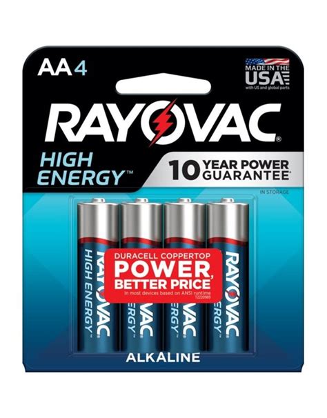 Rayovac High Energy Premium Alkaline Batteries Aa Pk Th Man Technology