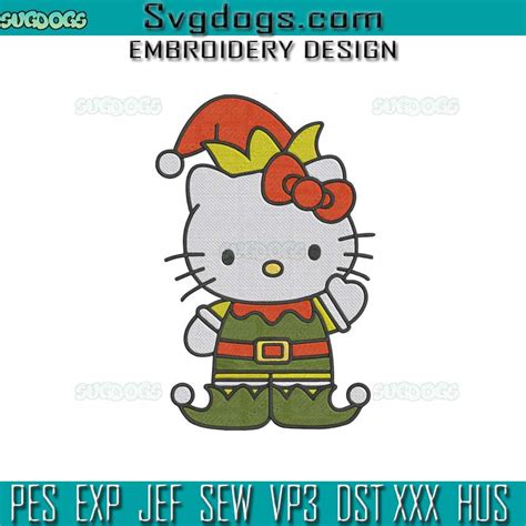 Hello Kitty Elf Embroidery Design File, Hello Kitty Christmas ...