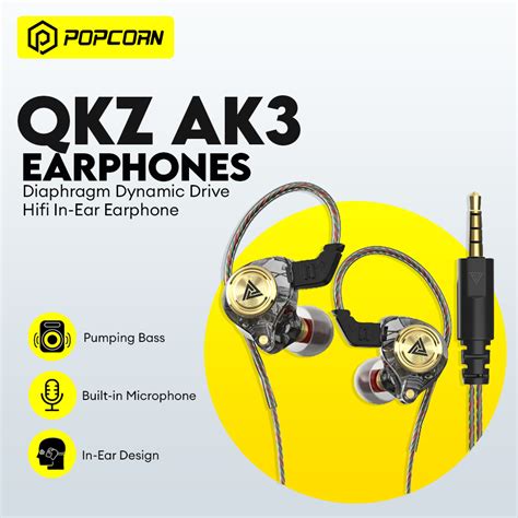 Qkz Ak Wired Headphones Diaphragm Dynamic Drive With Mic Earphones