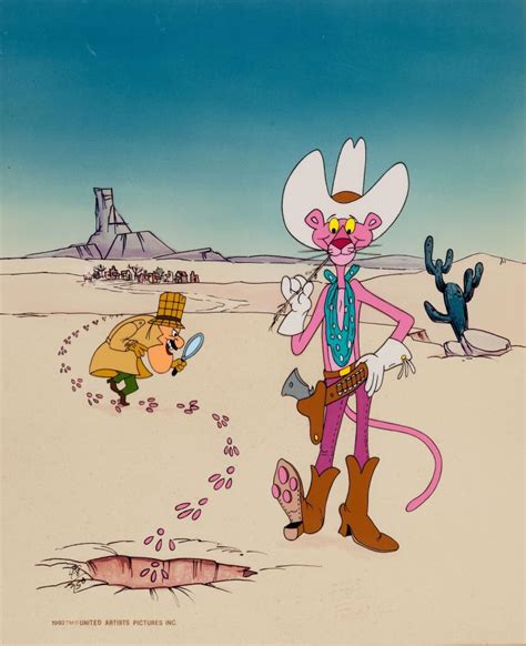 Animation Art Cowboy Pink Panther Signed By Friz Freleng