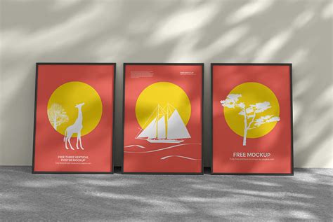 Free Three Vertical Poster Mockup Psfiles