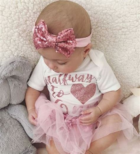 Halfway To One Baby Girl Outfit 6 Month Outfit Baby Girl Etsy