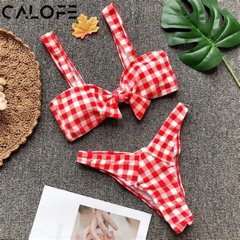 Aliexpress Buy 2018 Women Plaid Bikini Set Maillot De Bain Femme