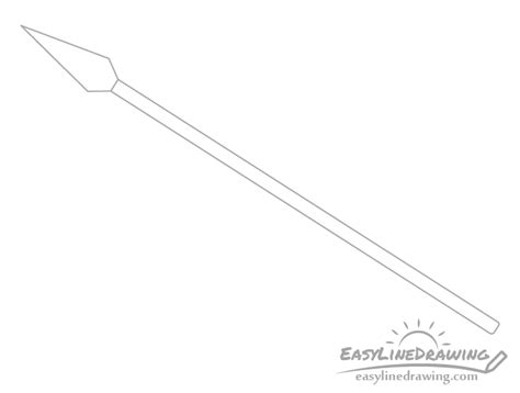 How to Draw a Spear Step by Step - EasyLineDrawing