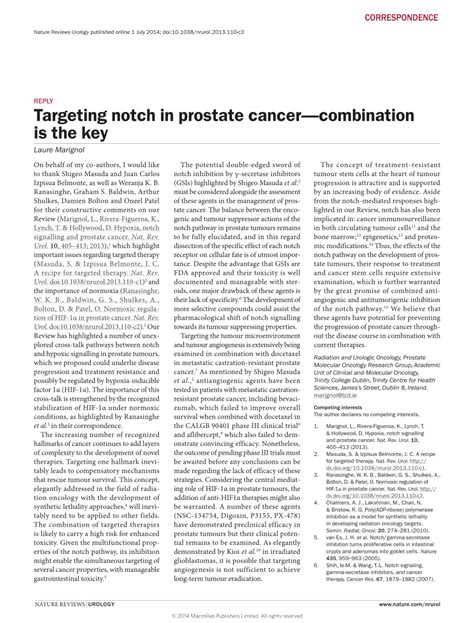 Pdf Targeting Notch In Prostate Cancer Combination Is The Key