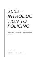 Introduction To Policing Assessment Docx Introduc Tion