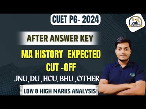 CUET PG 2024 MA History CUT OFF Analysis JNU BHU DU HCU सबक हग