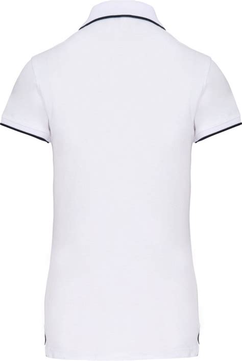 Polo Dames XXL Kariban Kraag Met Knopen Korte Mouw White Navy White