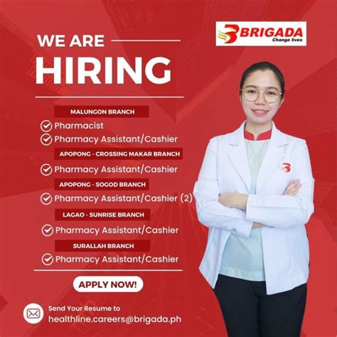 Job Hiring Pharmacist Pharmacy Assistant Cashier For Brigada