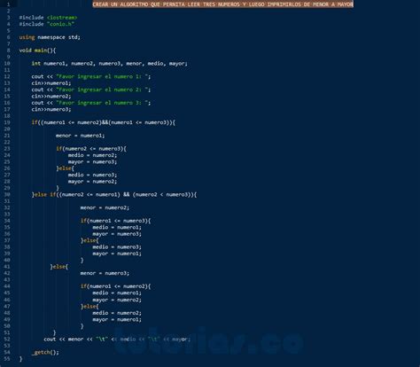 Sentencia If Else Visual C Ordenar Tres Numeros Leidos Tutorias Co