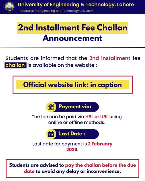 admission  installment fee challan   students
