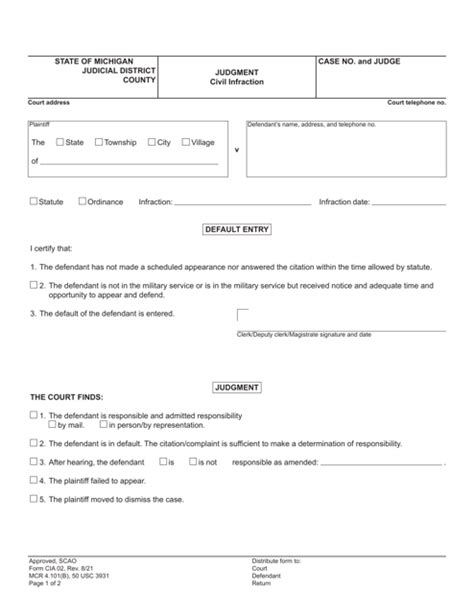 Michigan District Court Forms PDF templates. download Fill and print ...